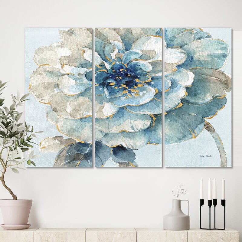 The Twillery Co.® Farmhouse 'Indigold Watercolor Flower II' Painting ...