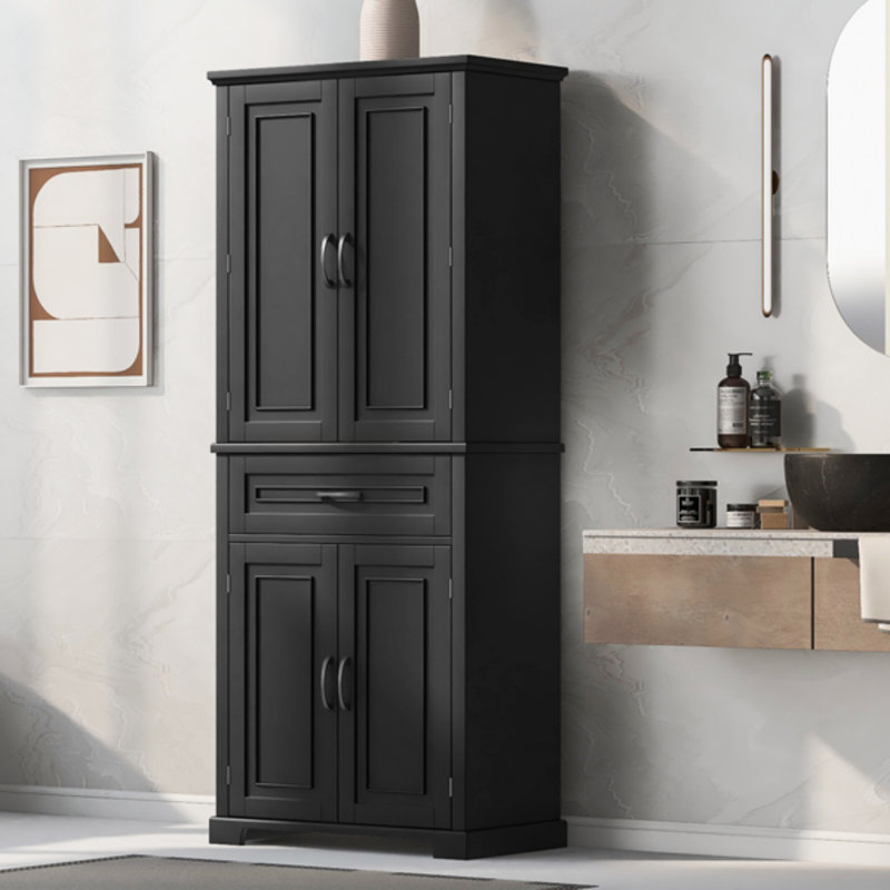 Bathroom Storage Cabinet With Doors And Drawer, Multiple Storage Space, Adjustable Shelf, Bathroom Storage