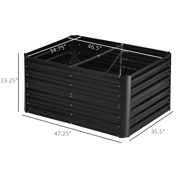 Lit de jardin surélevé en métal 4 pi x 2 pi Lavernia, Noir