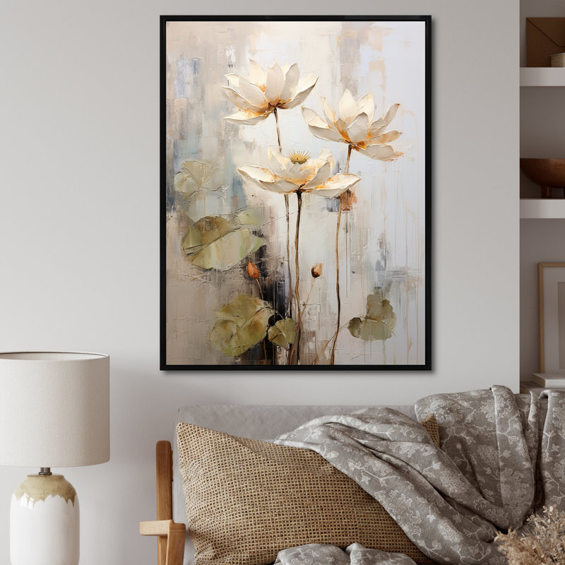 Rétro connexion de lotus I, H 32 po x l 24 po x P 1 po, Cadre flottant noir