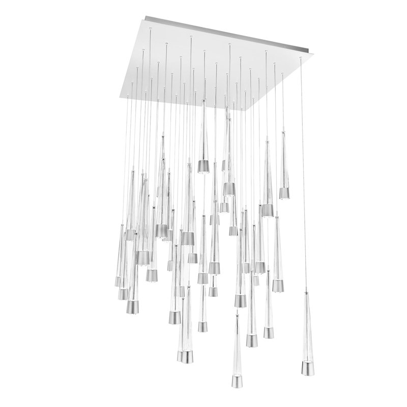 Luminaire suspendu à DEL 41 lumières Quill Square, Chrome