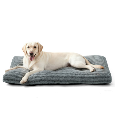 Pet Bed, Anti-Anxiety Dog & Cat Bed, Fluffy Mattress with Non-Slip Bottom, Washable & Comfortable Dog Mat for Floor or Crate, Gray