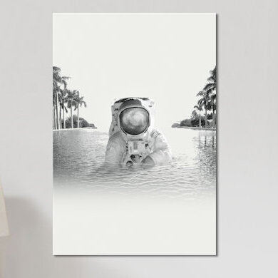 «Astronaut», reproduction d'impression sur toile, H 12 po x l 8 po x P 0,75 po, Pas de tapis, Toile tendue