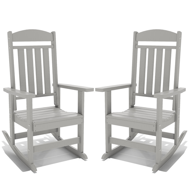 Chaise berçante pour l'extérieur en PEHD Oxing, Blanc gris