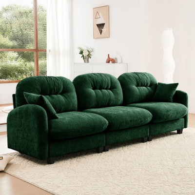 Three - Canapé modulaire en chenille, design ergonomique incurvé, coussins et combinaison flexible pour les espaces de vie