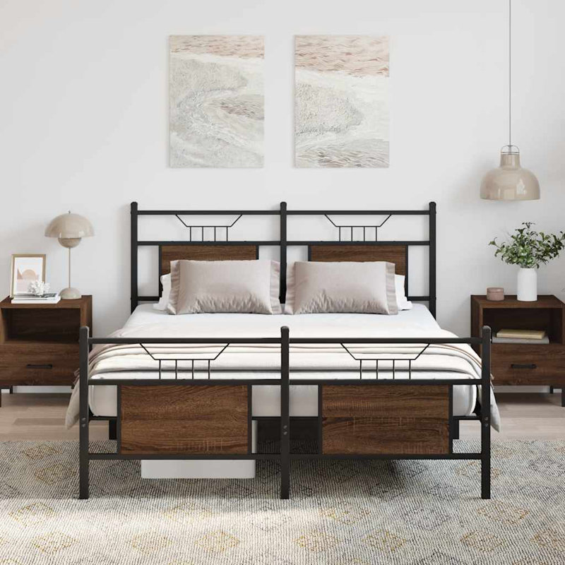Bed Frame Without Mattress Engineered Wood, Kingsize (5'), Brown Oak