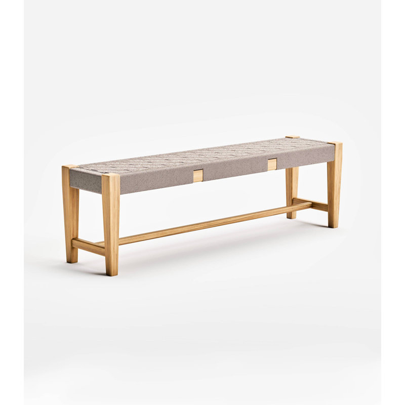 Masaya Upholstered Dining Bench, Natural/Taupe Basket Cord