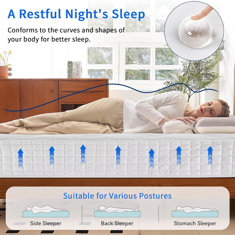 Medium Cooling Gel Meomory Foam Hybrid Mattress, King, 12"