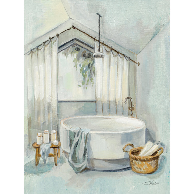 «Bathroom In The Attic I» sur toile par Silvia Vassileva, H 16 po x l 12 po