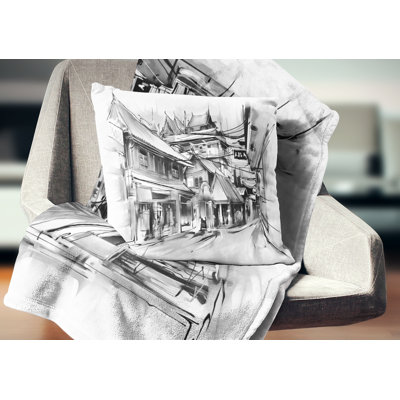 Coussin d’illustration cityscape city street