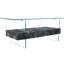Table basse en verre transparent et marbre noir aux dimensions bien conçues, table moderne, 43,3 pouces, aspect trempé, rangement de tiroir, convient à la maison et au bureau-2090347987