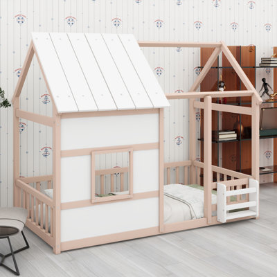 Lit de plancher pour enfants avec bande décorative à DEL et design moderne