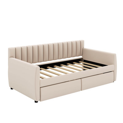 Twin Size Upholstered Daybed With Drawers -  Ebern Designs, 11F35E74C9AA41D6866B364B01B0CBFF