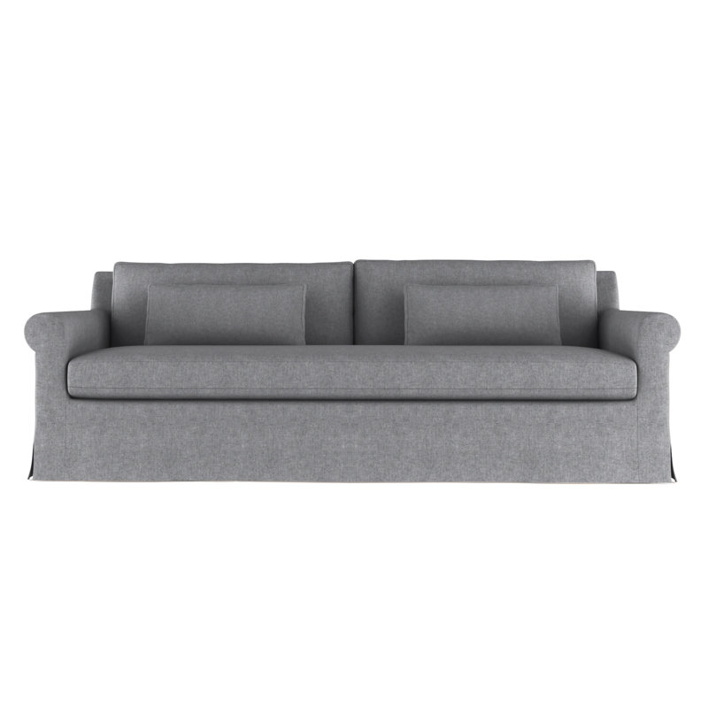 Canapé à accoudoirs arrondis Ludlow, Peluche velours pierre ponce, H 34 po x l 108 po x P 38 po, Brun foncé