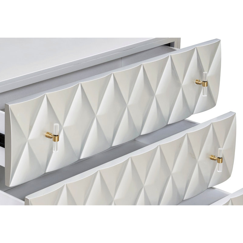 Armoire 3 consoles en argent métallique et champagne - Meuble pratique contemporain pour l'organisation de la maison