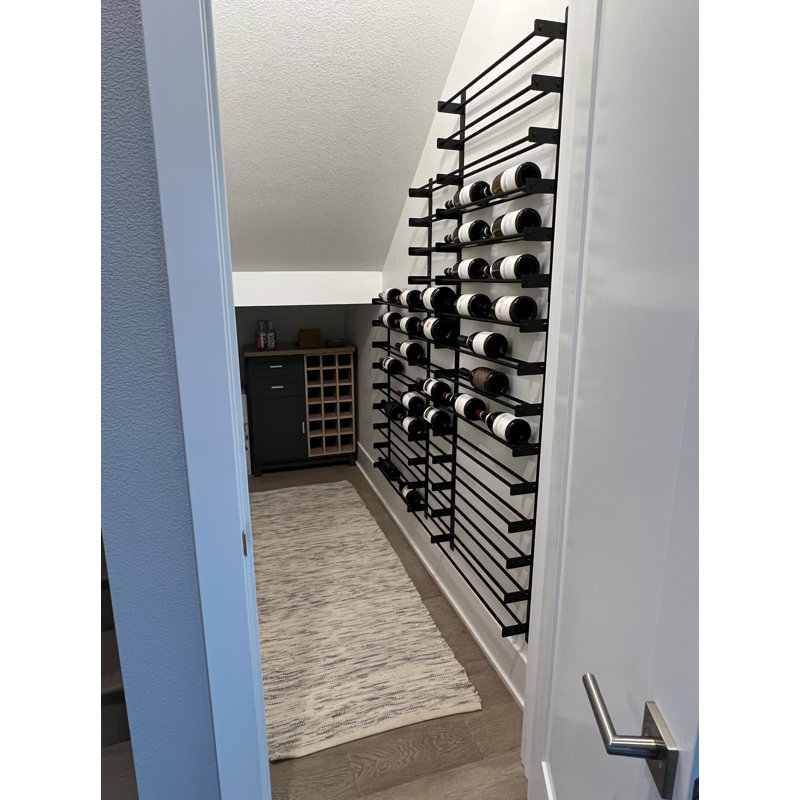 Abbie-Marie Wall Mounted Wine Bottle Rack, Matte Black, 5" H x 41" W x 8.25" D