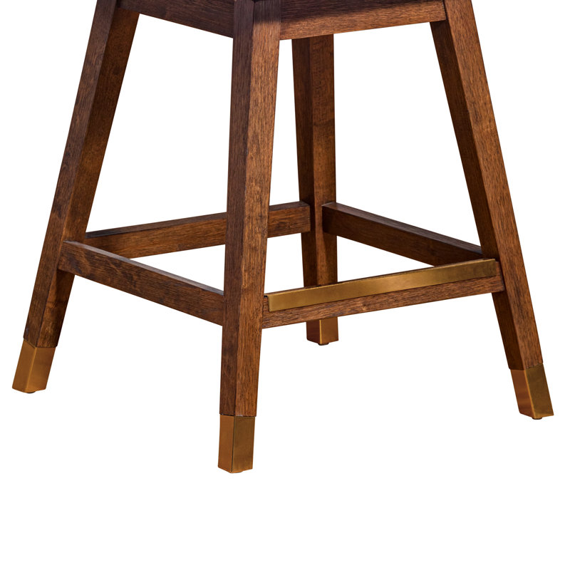 Tabouret pivotant Cesley Deryn, Tabouret de comptoir (siège d'une hauteur de 26 p, Chêne brun, Tissage de performance beige