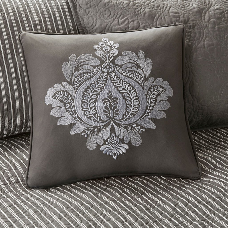 Reversible Dark Grey Cotton Bedding Set, Cottage Style Twin Daybed
