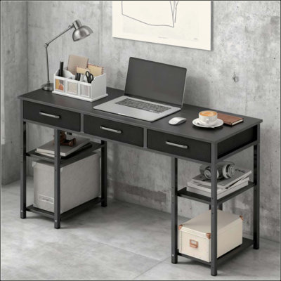 Small Computer Writing Desk Fabric Drawers Home Office Practical