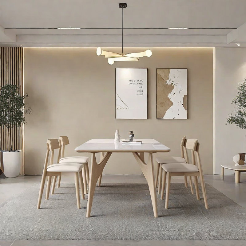 Table et chaises en bois massif, H 29,52 po x L 55,11 po x l 31,49 po