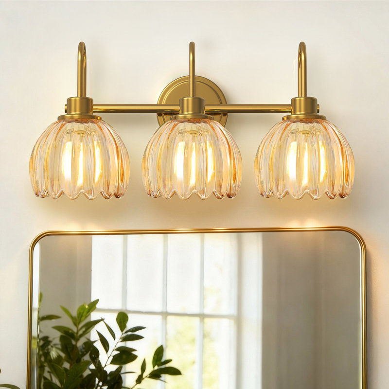 Luminaire de meuble-lavabo de style tulipe 19,5 po, Doré