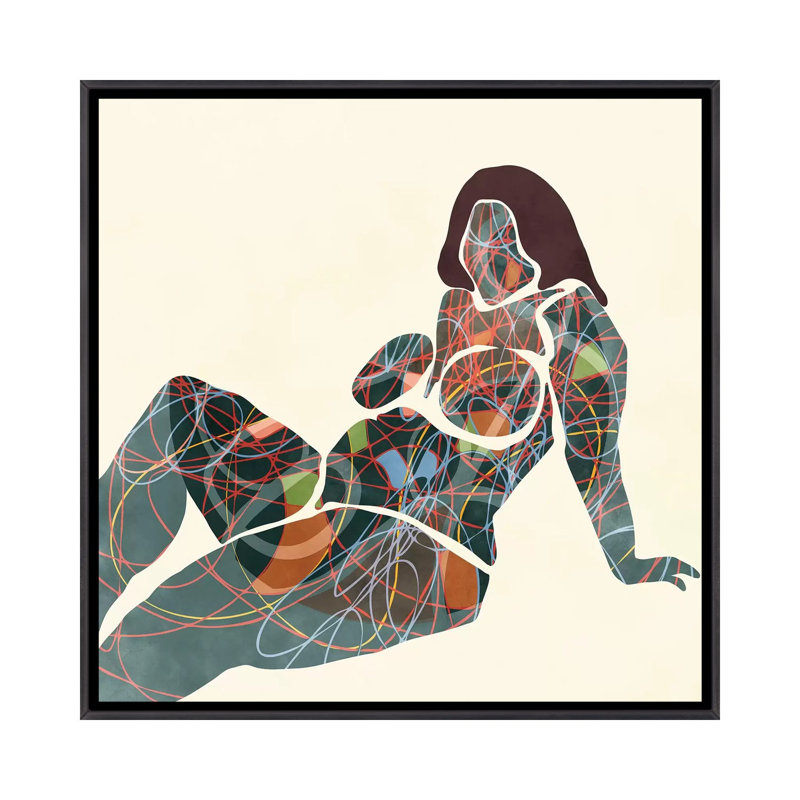 «Nude III» par Ana Rut Bré - impression d'art graphique, Toile avec cadre noir patiné, Aucun mat