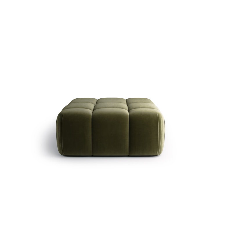 Sofia Luxe Silver Velvet Ottoman – Sculptural Modern Footstool for Modular Seating, Green