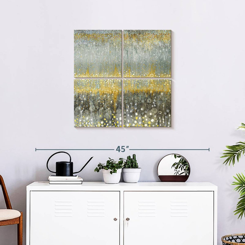Pluie Avery jaune gris, H 26 po x l 26 po