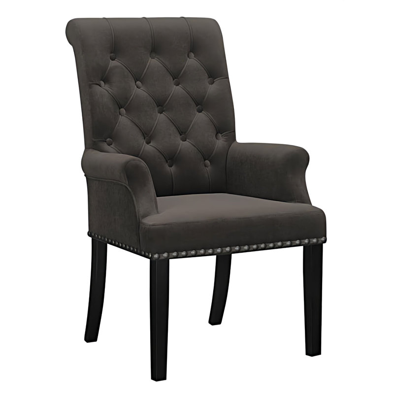 19.5'' H Tufted Upholstered Armchair, Brown, Rustic Espresso