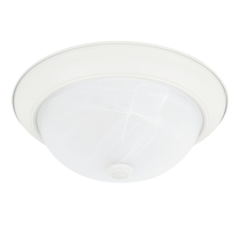 Independent Flush Mount, White Faux Alabaster Glass, 5.25'' H x 13'' W x 13'' D, Chrome
