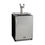 Kegco 24" Wide Dual Tap Stainless Steel Built-In Right Hinge Kegerator with Kit