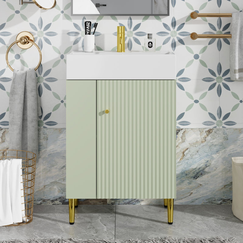 21.6" Single Bathroom Vanity Set, Green, Gold