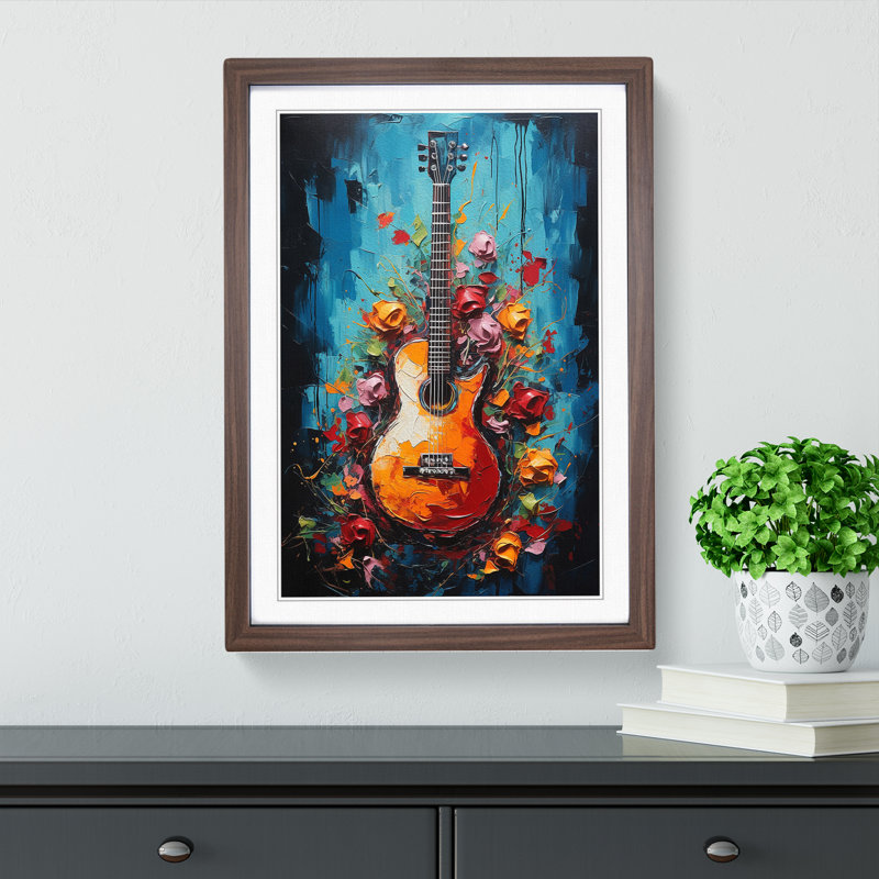 Guitar Expressionism - Framed Print, Walnut Framed, 46cm H x 34cm W