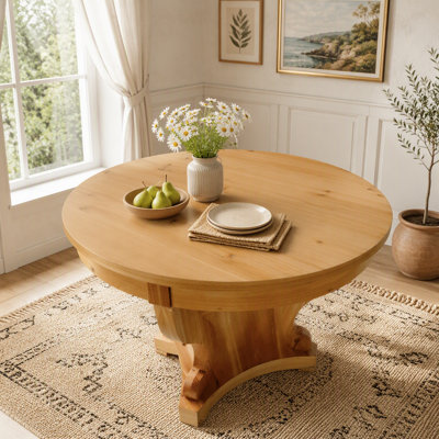 Farmhouse Round Table with Curved Legs and Storage Drawers – 2-Seater