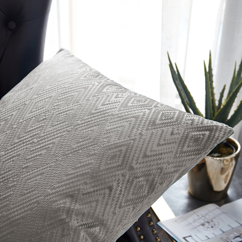 Housse de coussin carrée en velours ikat, Argent