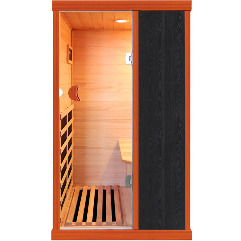 Sauna à infrarouge lointain pour une personne avec porte vitrée, audio Bluetooth, banc et température réglable