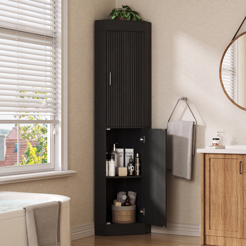 Armoire de coin cannelée, Black