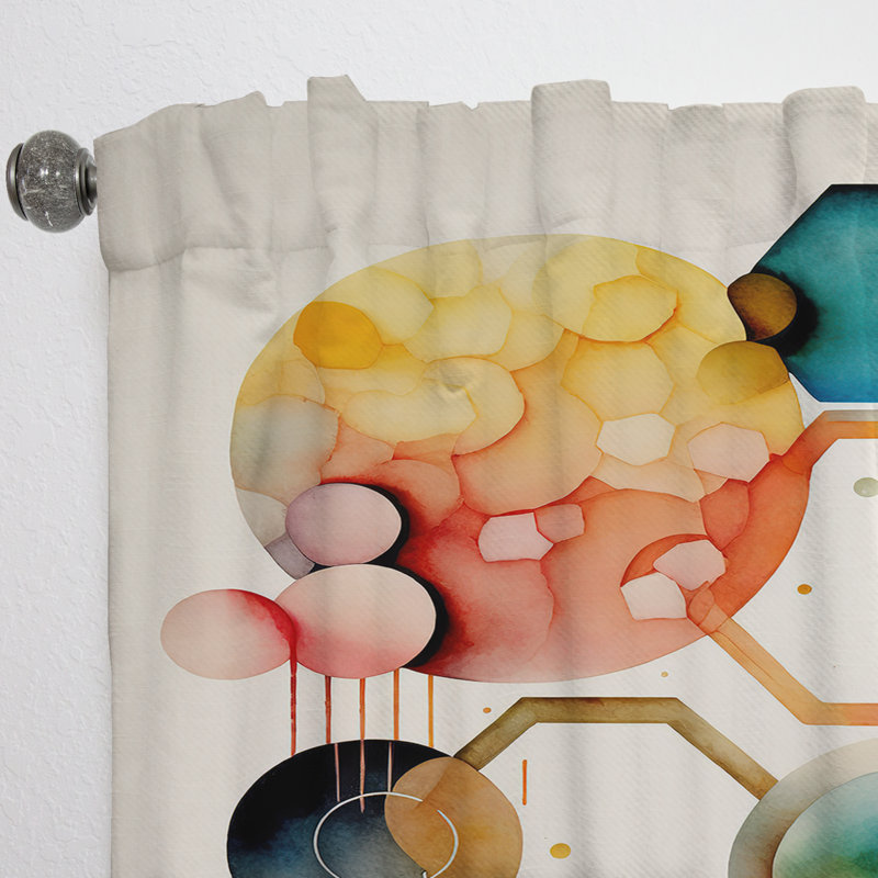 Baumeister - Hexagon And Circular Abstract V - Abstract Curtain - Velvet Room Darkening - 1 panel, 52" W x 120" L