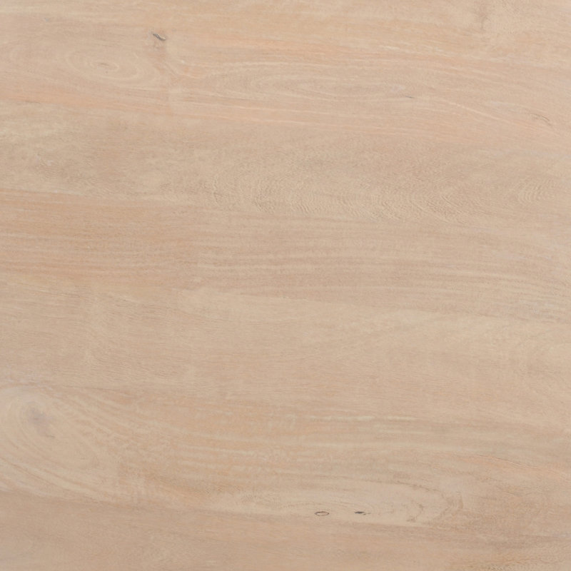 Table basse Joana, forme cylindrique ronde de 35 pouces avec 3 pieds, bois de manguier brun naturel sablé