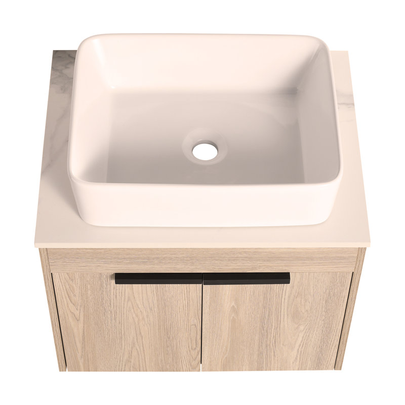 Ensemble de meuble-lavabo mural 24 po avec lavabo en céramique