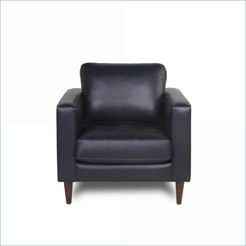 Fauteuil d'appoint en cuir capitonné de style Mid-Century, siège rembourré pour chambre de salon, fauteuil d'appoint simple pour adultes
