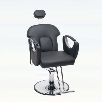 Height Adjustable Hydraulic Barber Salon Chair with Thickened Sponge Cushion, 360 Degrees Rotation for Comfort and Versatility