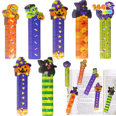 Joyfy 144 PCS Halloween Bookmark Rulers Party Favor Pack (6 Designs) with Halloween Themed Prints
