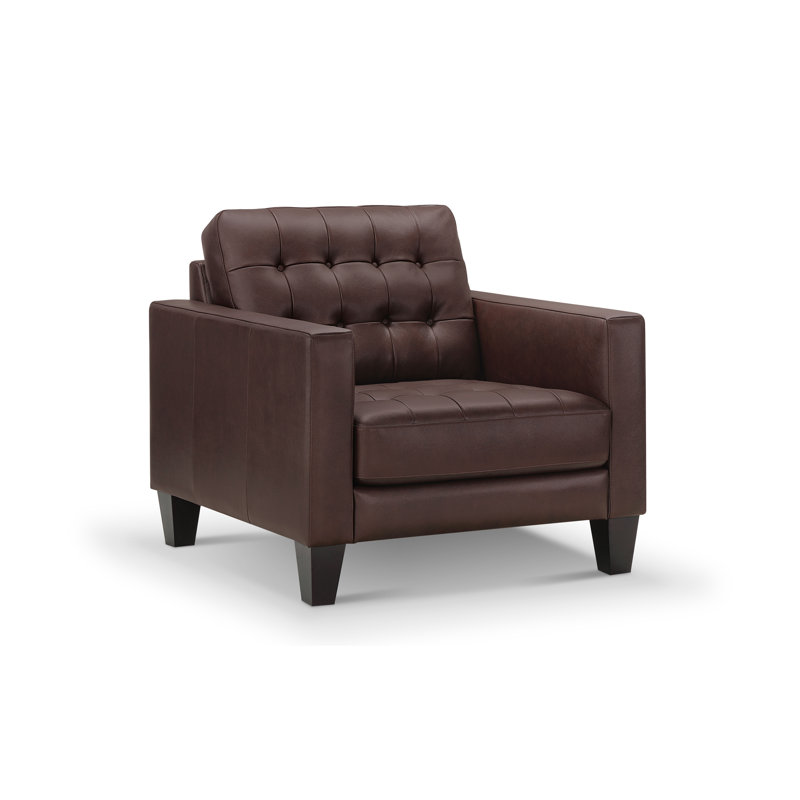 Fauteuil Alleghanyville, Cuir véritable brun