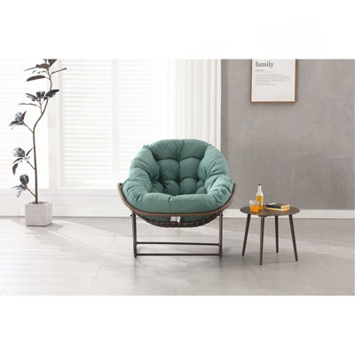 Chaise berçante d'extérieur, chaise berçante surdimensionnée en osier de patio, chaise berçante confortable pour l'intérieur et l'extérieur avec coussin épais, chaise longue moderne pour balcon, porche, jardin, cour arrière