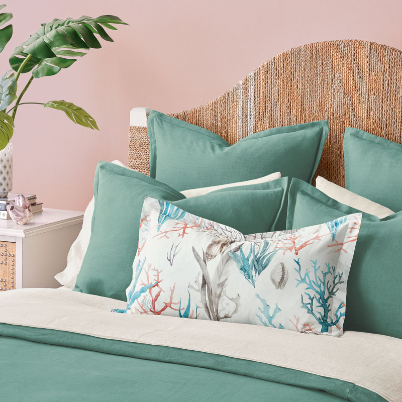 Resort Linen Program 100% Linen Zip Sham, Breeze Aqua, Standard