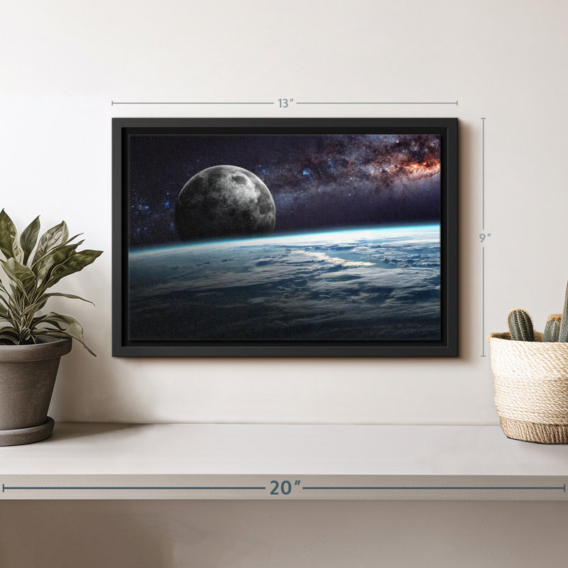 "Terre et lune dans l'espace, art mural", H 9 po x l 13 po