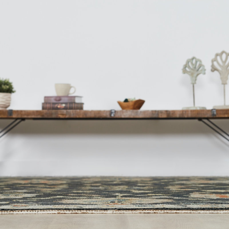 Amaris Charcoal Ivory Hand-Knotted Wool Area Rug, Runner 2'6" x 10'