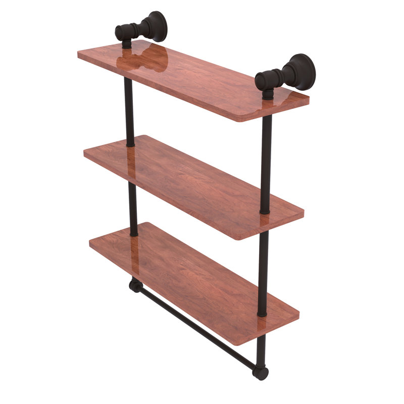 Étagère murale en bois triple Freyja, H 19,7 po x l 16 po x P 5,54 po, Bronze huilé