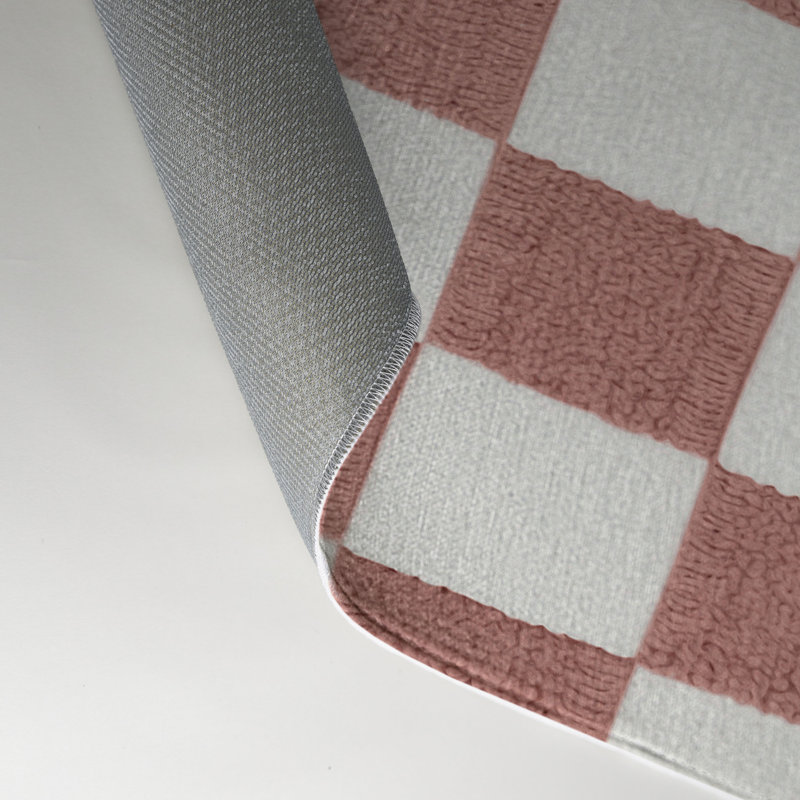 Checkered White Indoor and Outdoor Area Rug, Rectangle 9' x 12'